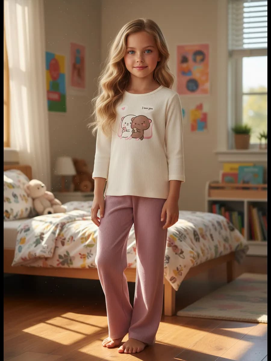 Пижама детская с брюками хлопковая. Хлопок