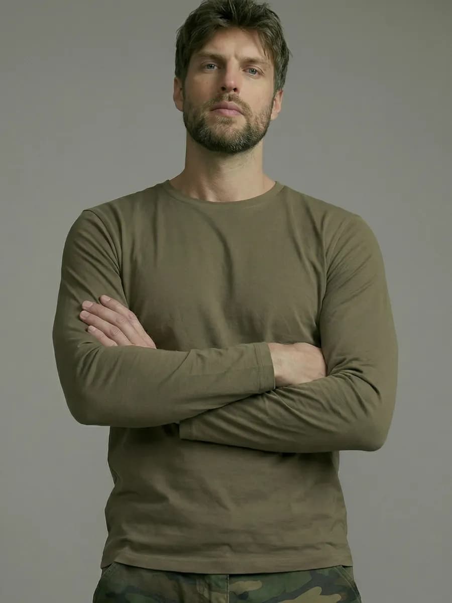 Лонгслив зеленый футболка с длинным рукавом хлопок