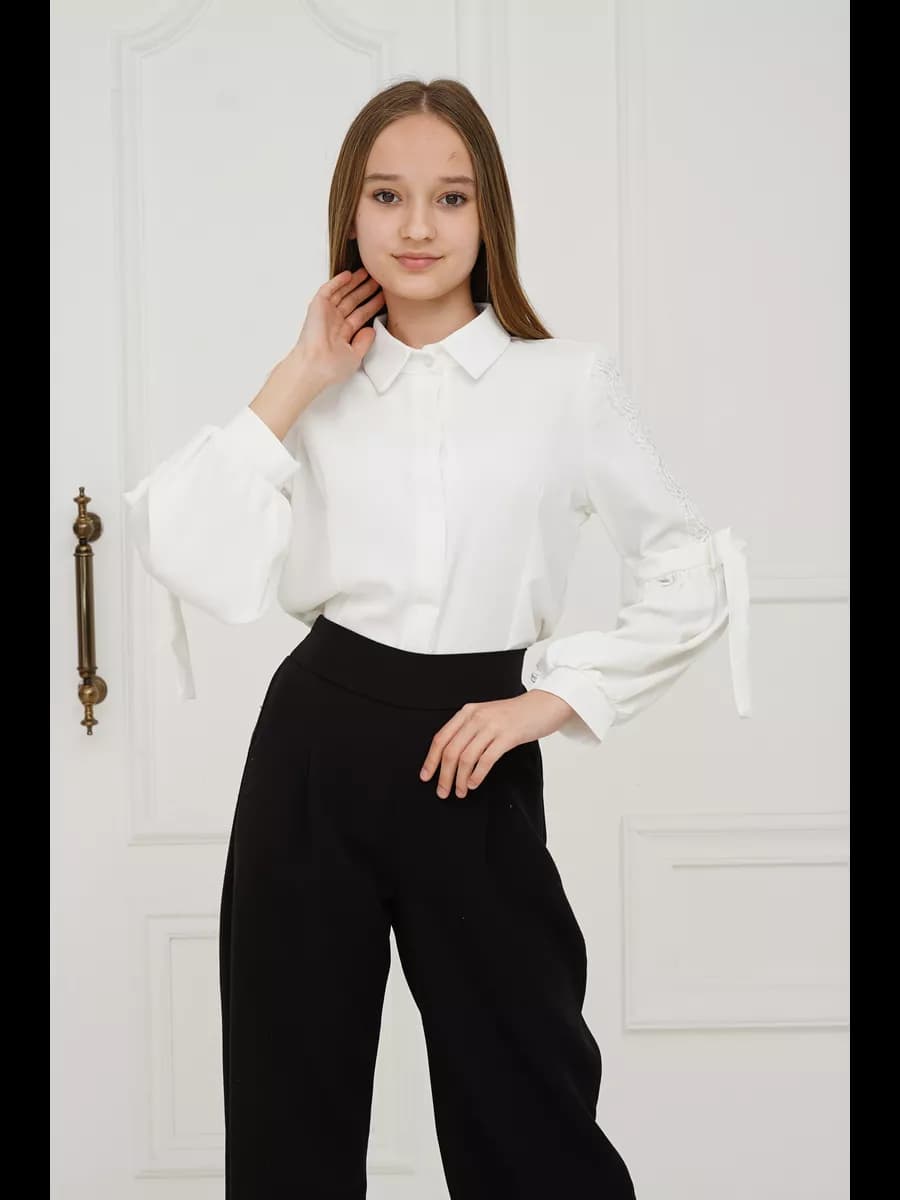 школьная блузка нарядная с длинным рукавом - фото 1