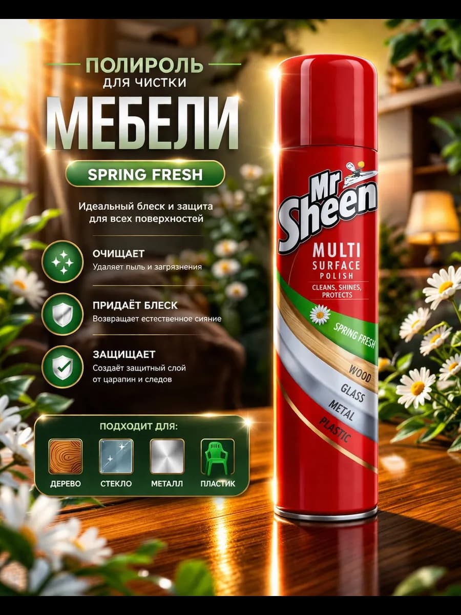 Полироль для чистки мебели Spring Fresh
