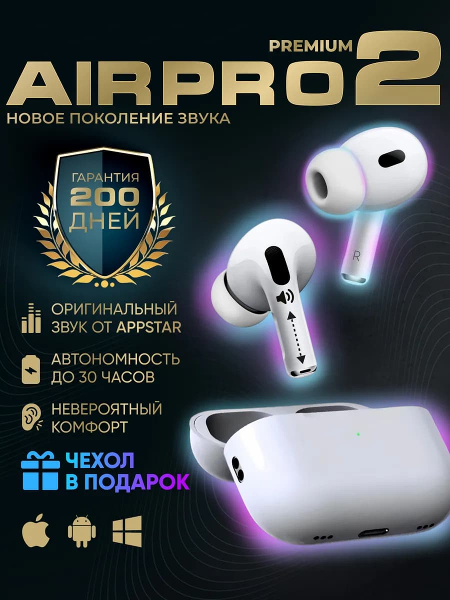 Наушники беспроводные с шумоподавлением Pro2 iPhone Android
