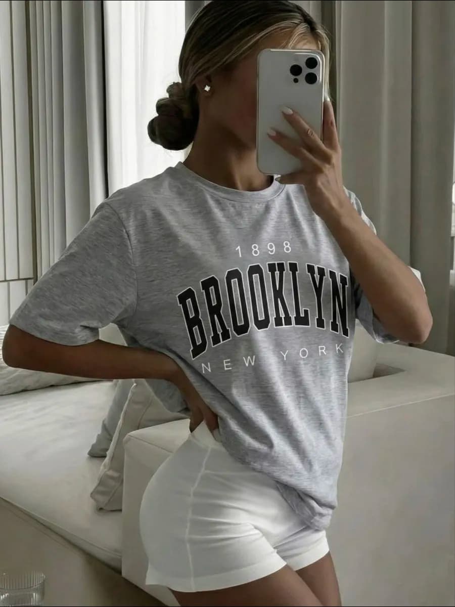 Футболка оверсайз с принтом Бруклин - фото 1
