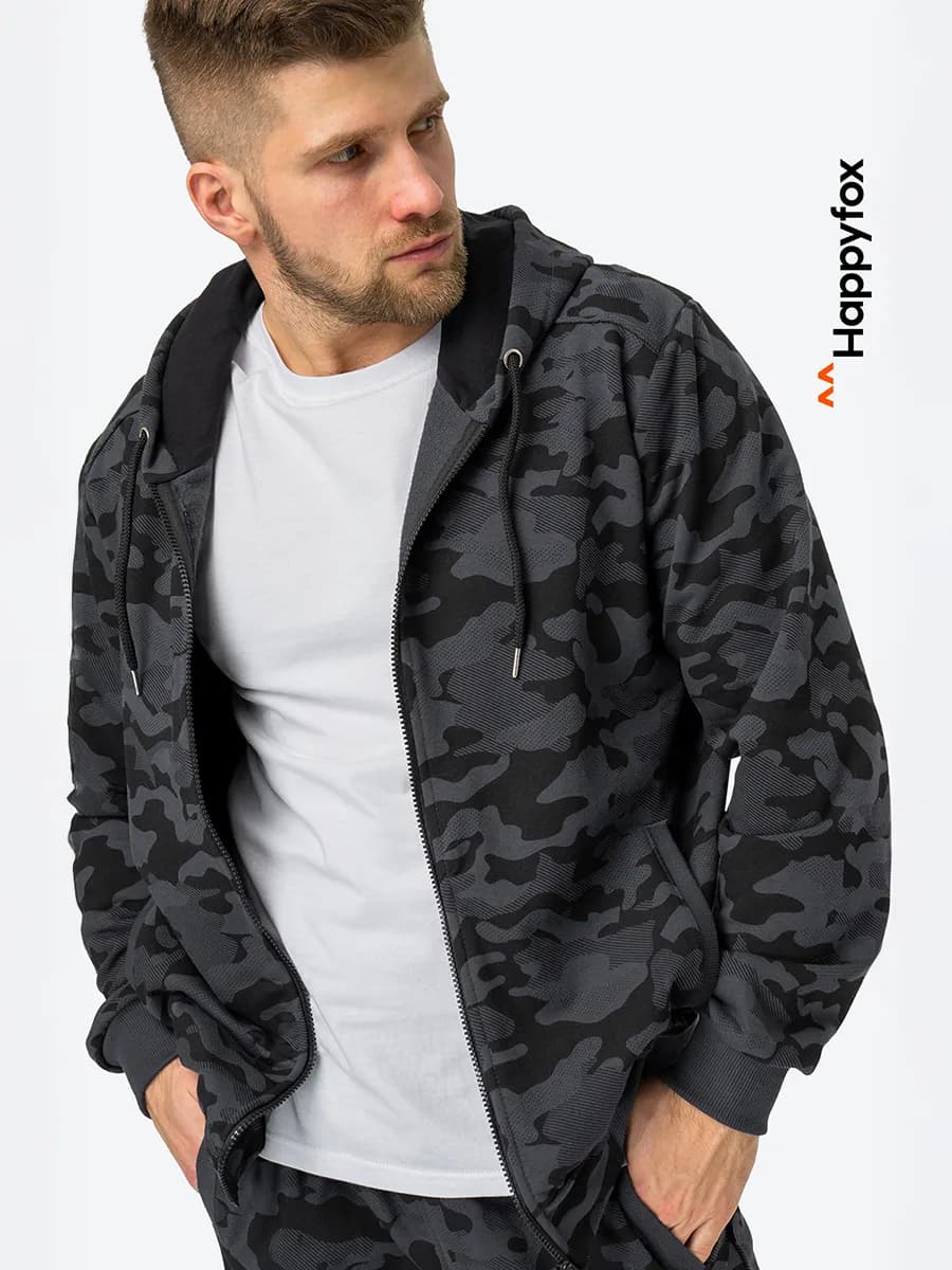 Толстовка на молнии зипка камуфляж из футера трехнитки - фото 1