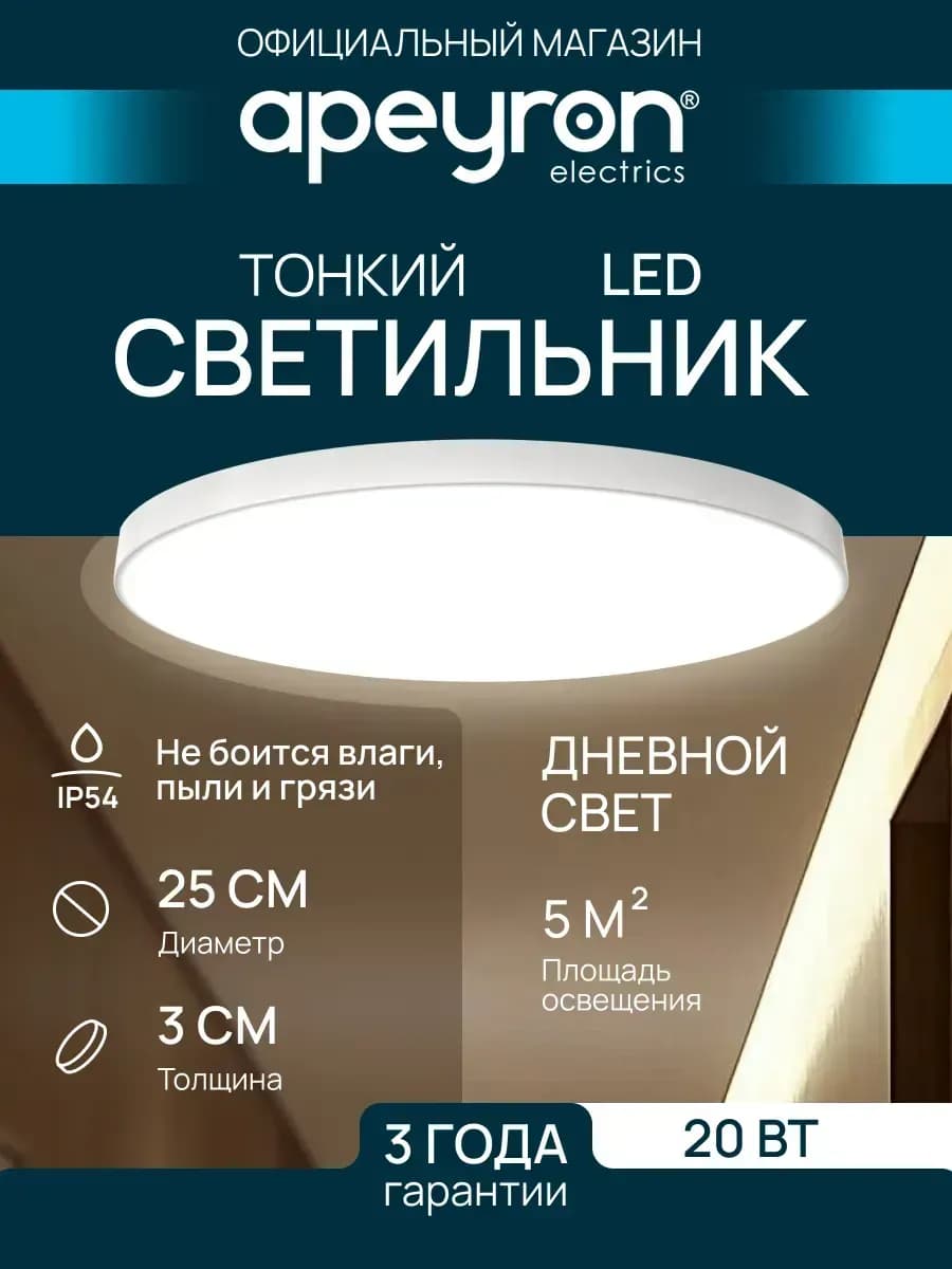 Люстра потолочная светодиодная настенная на кухню 25 см