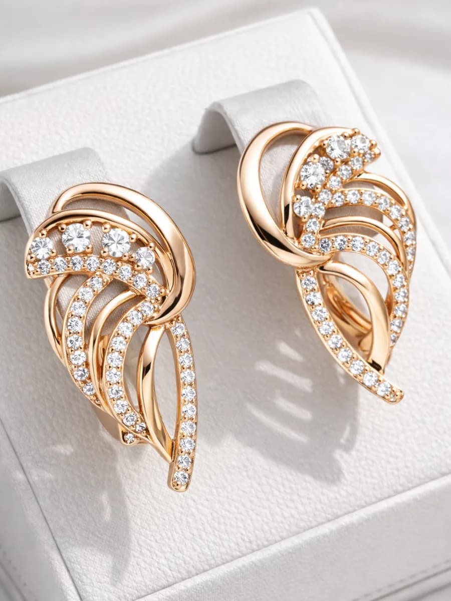 Серьги бижутерия позолоченные вечерние украшения