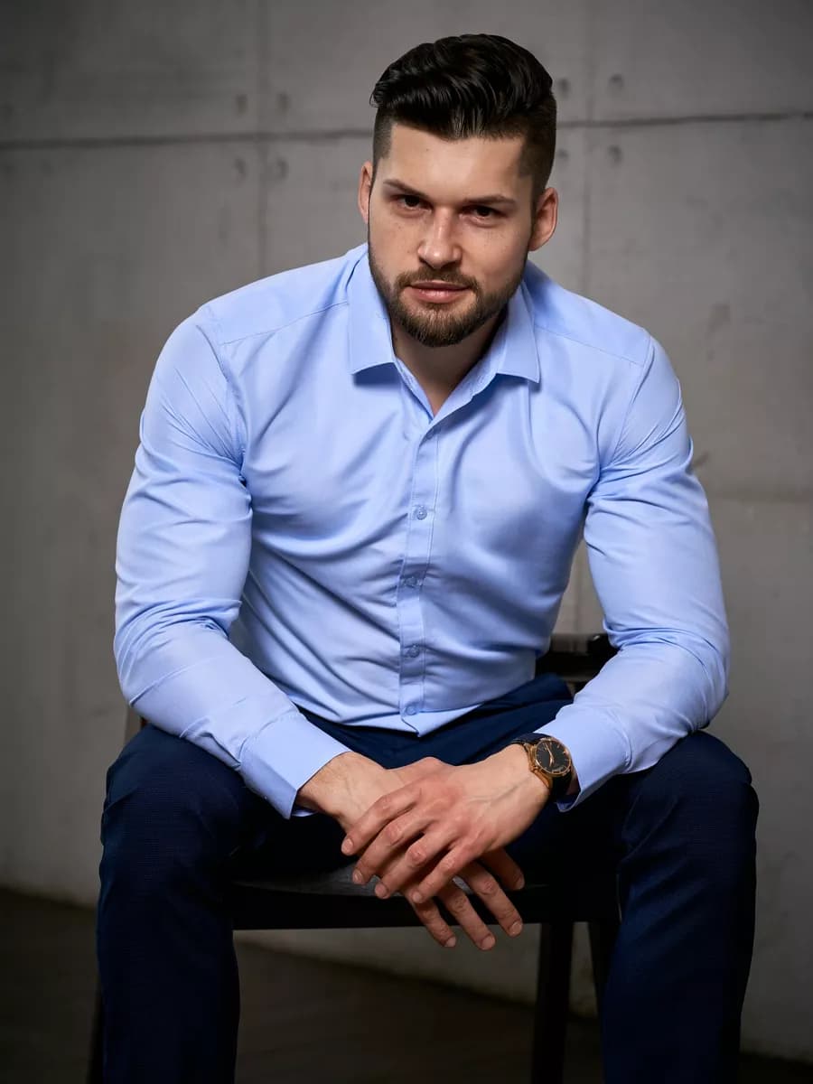 Рубашка классическая приталенная хлопок с длинным рукавом