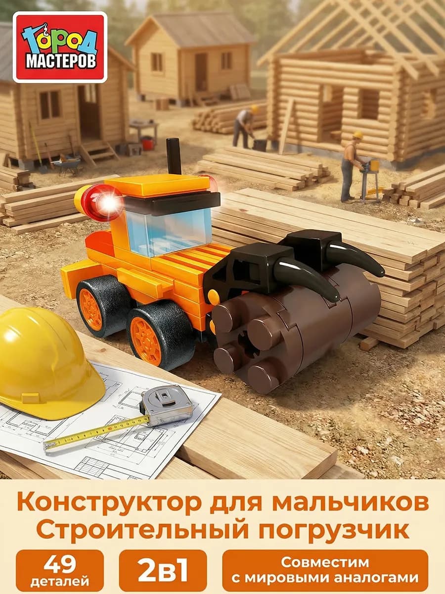 Конструктор для мальчиков строительный Погрузчик