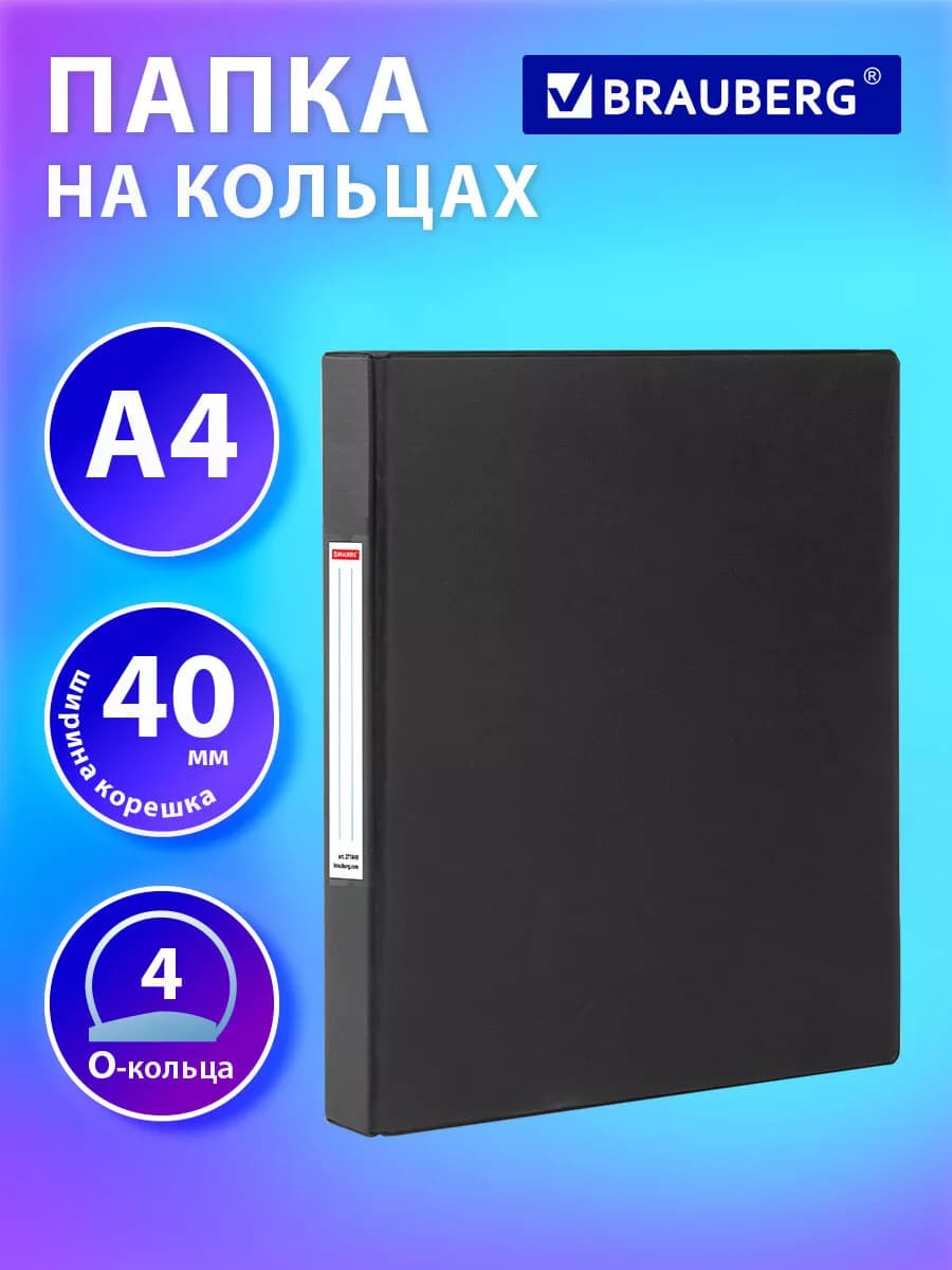 Папка для документов бумаг А4 на 4 кольцах канцелярская 250л