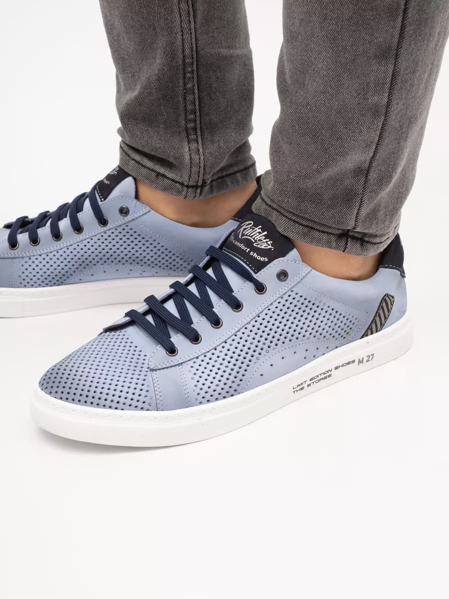 Кеды кожаные с перфорацией для офиса и школы