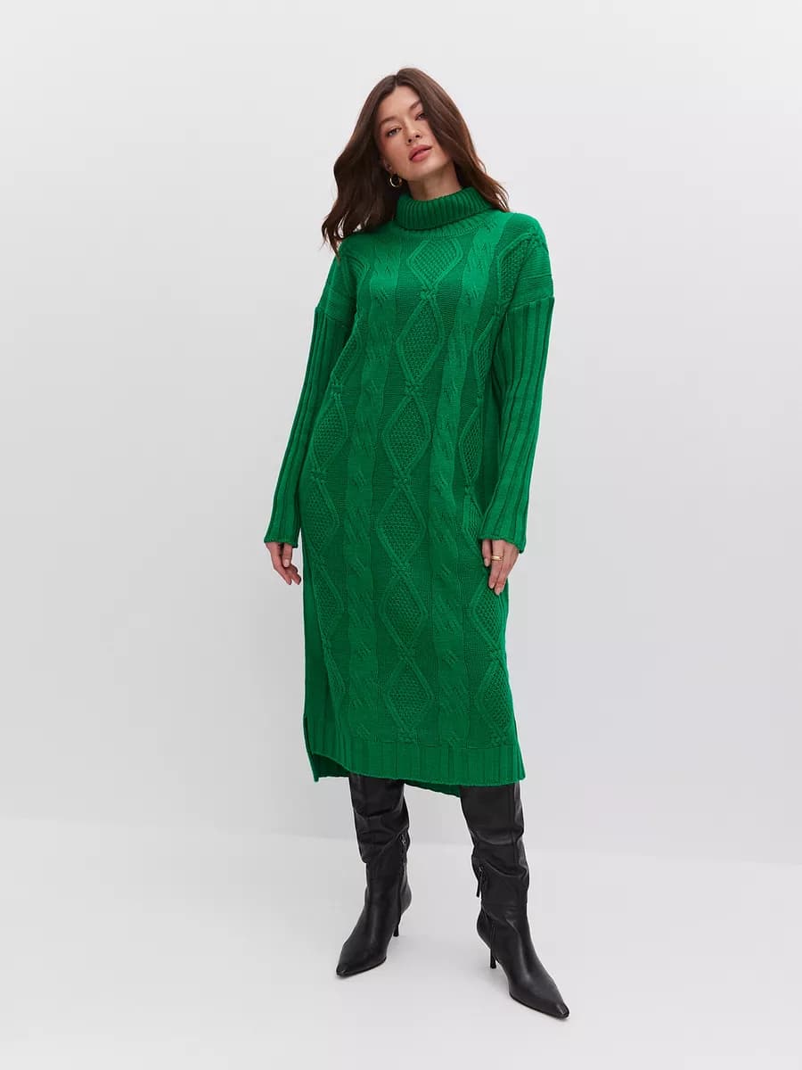 Вязаное платье свитер шерстяное