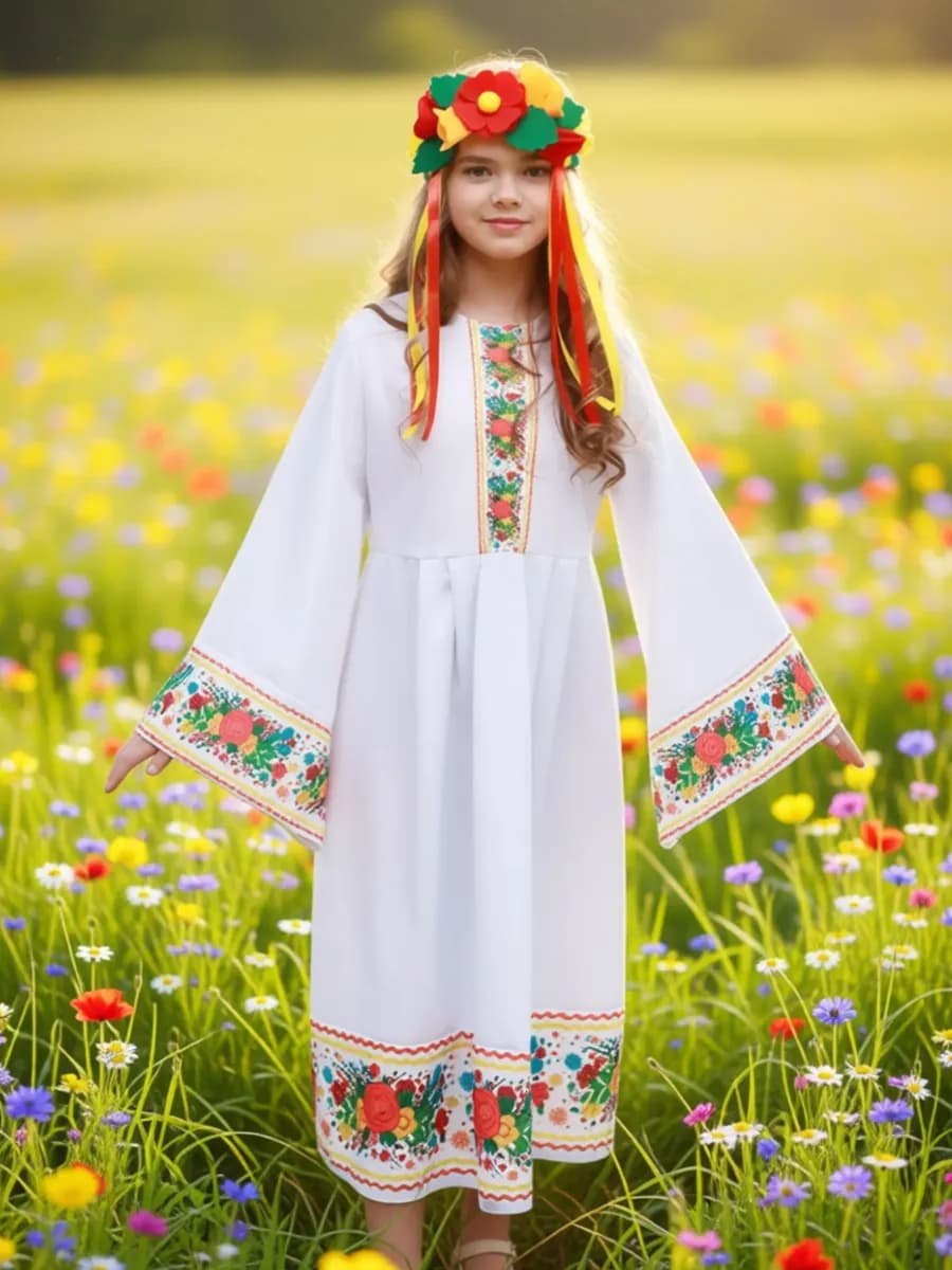 Русский народный костюм для девочки платье с венком