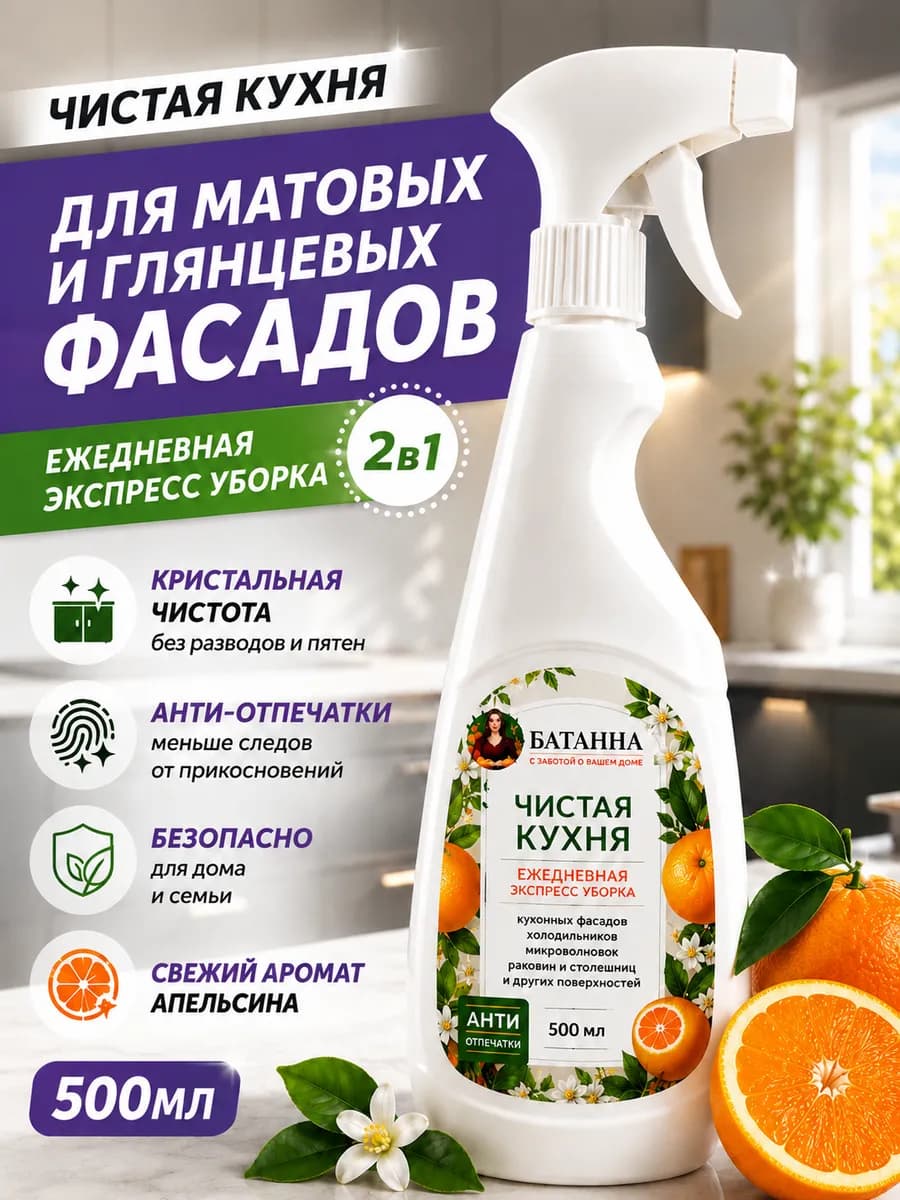 Чистящее моющее средство спрей для кухни уборки антижир