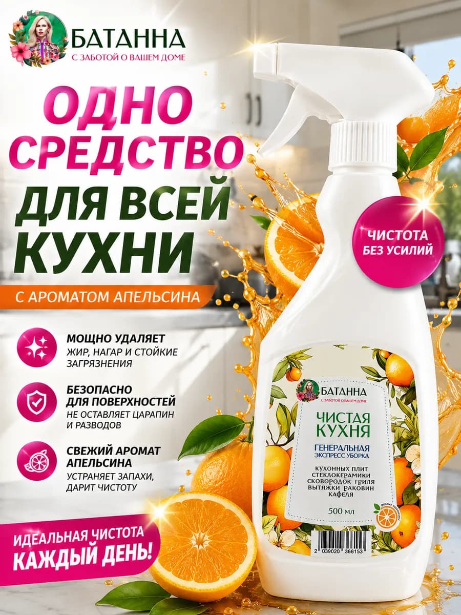 Чистящее моющее средство спрей для кухни уборки антижир