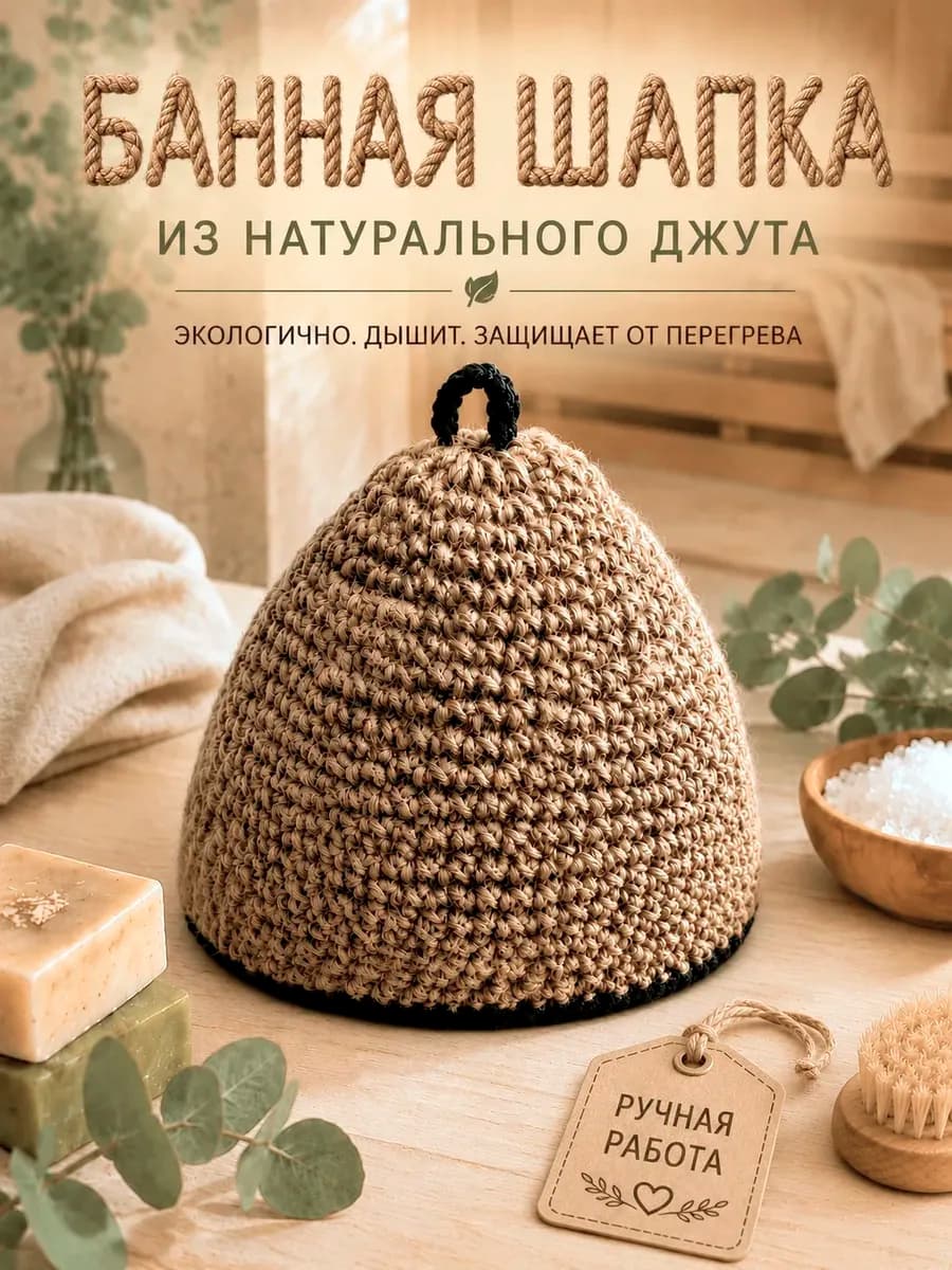 Шапка для бани джутовая
