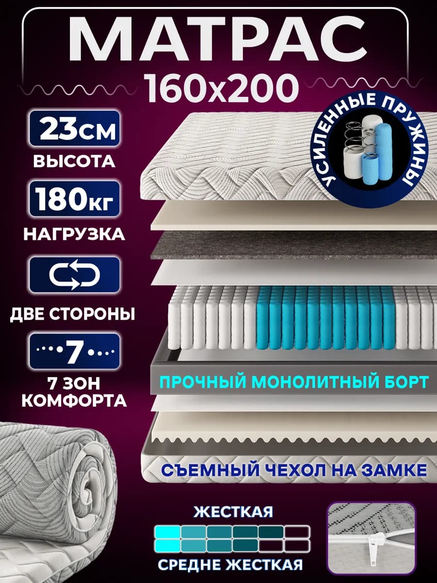 Матрас 160х200 ортопедический независимые пружины