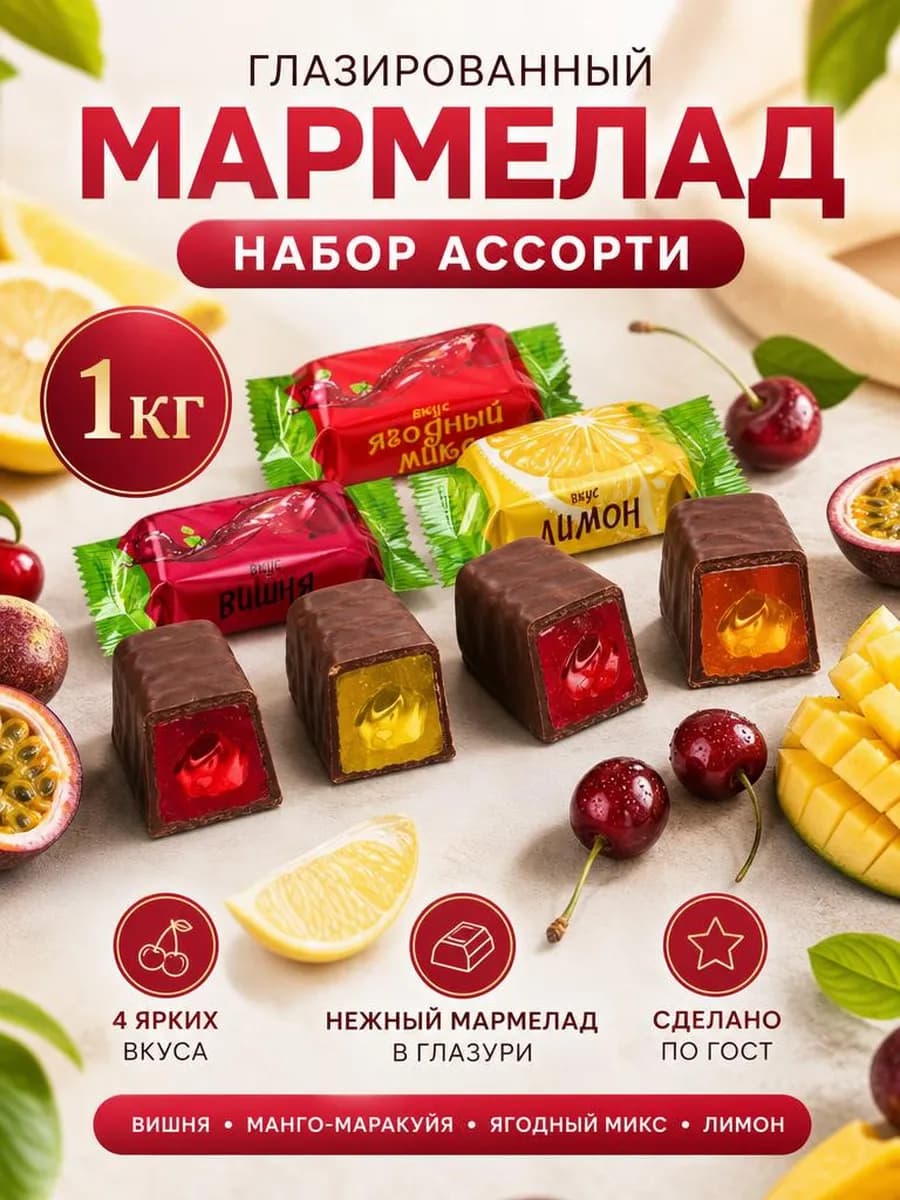 Набор конфет Мармелад в шоколаде ассорти 1кг
