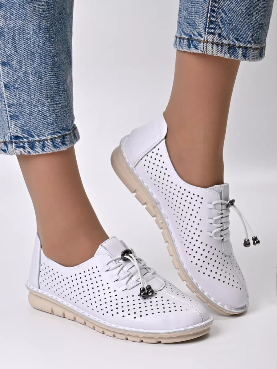 Мокасины летние кожаные с перфорацией