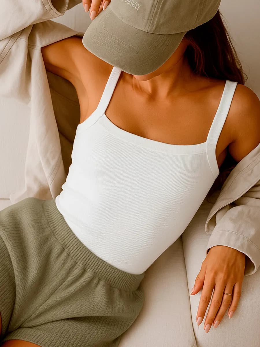 Майка базовая спортивная для фитнеса под пиджак в рубчик топ