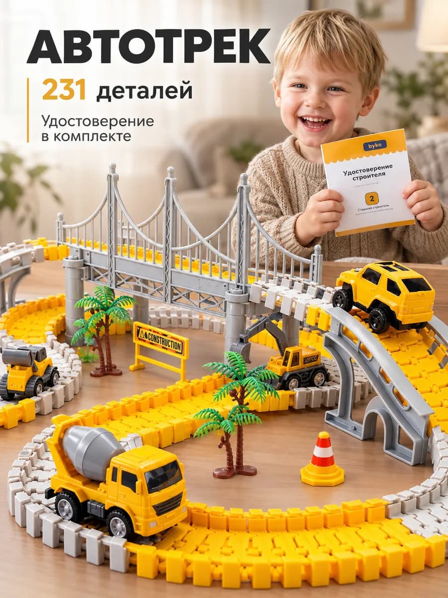Автотрек детский строительный гибкий 231