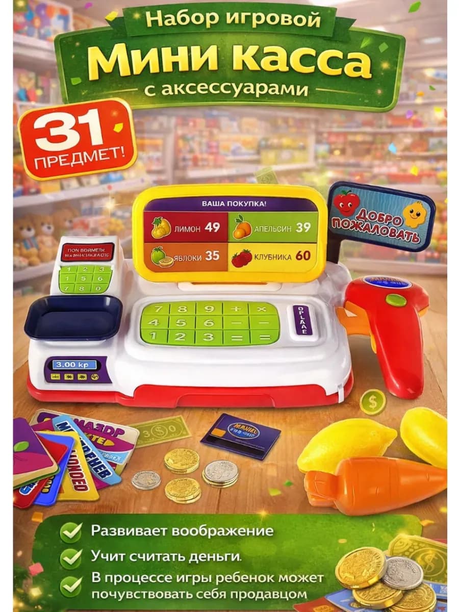 Набор игровой "Мини касса" с аксессуарами