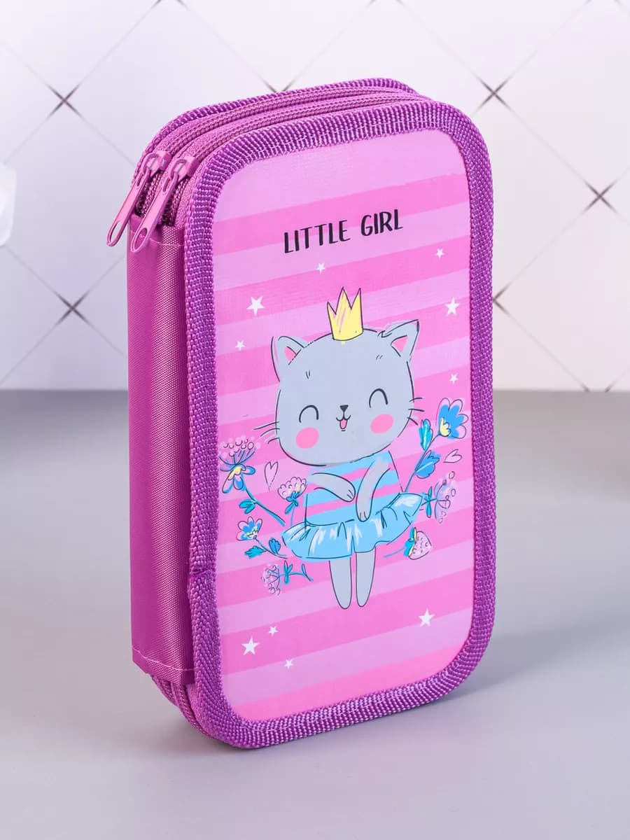 Пенал 2 отделения школьный для девочки
