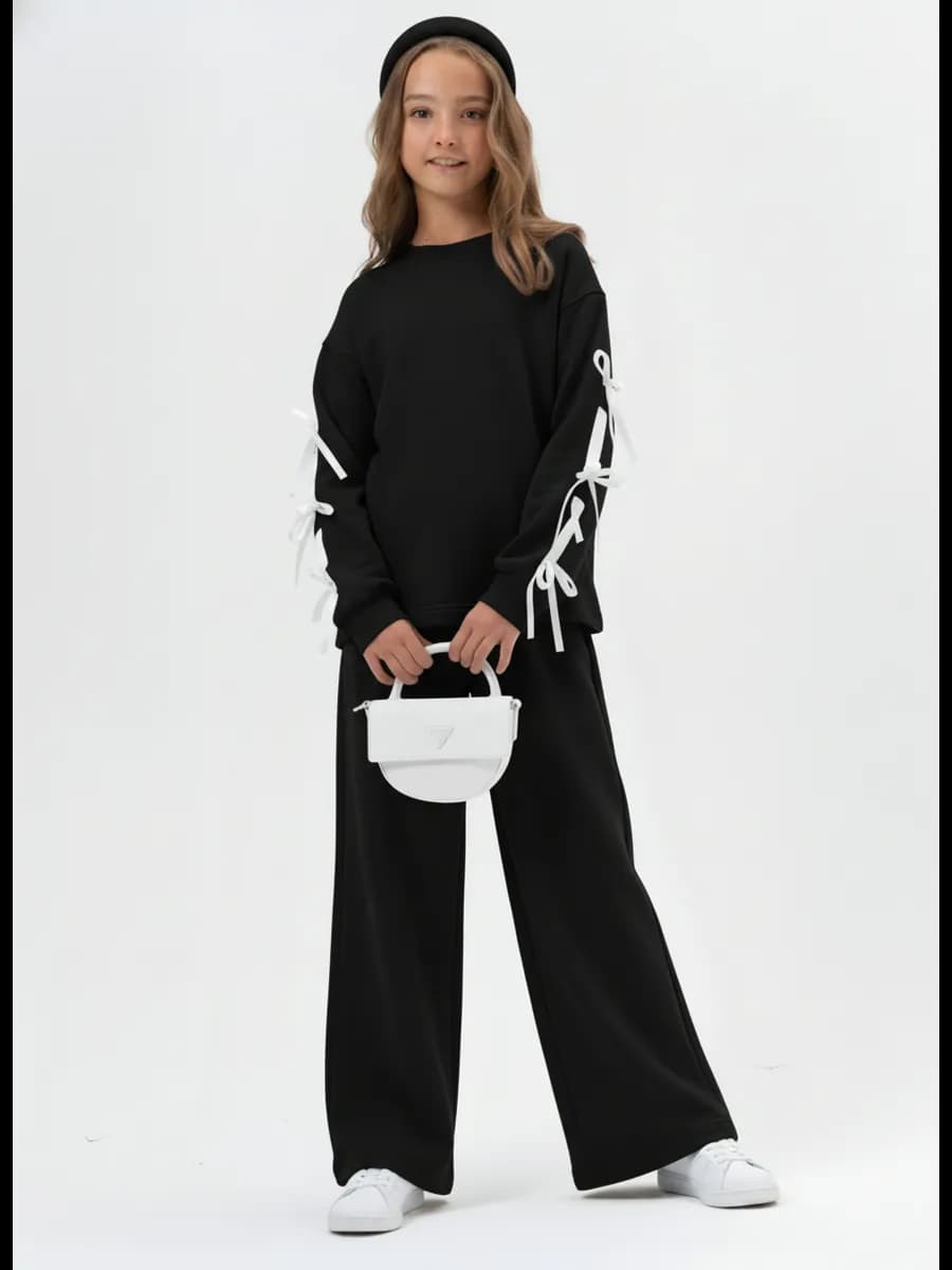 Костюм для девочки подростка брючный нарядный трикотажный - фото 1