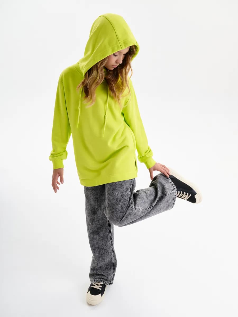 Худи с капюшоном удлиненное хлопок