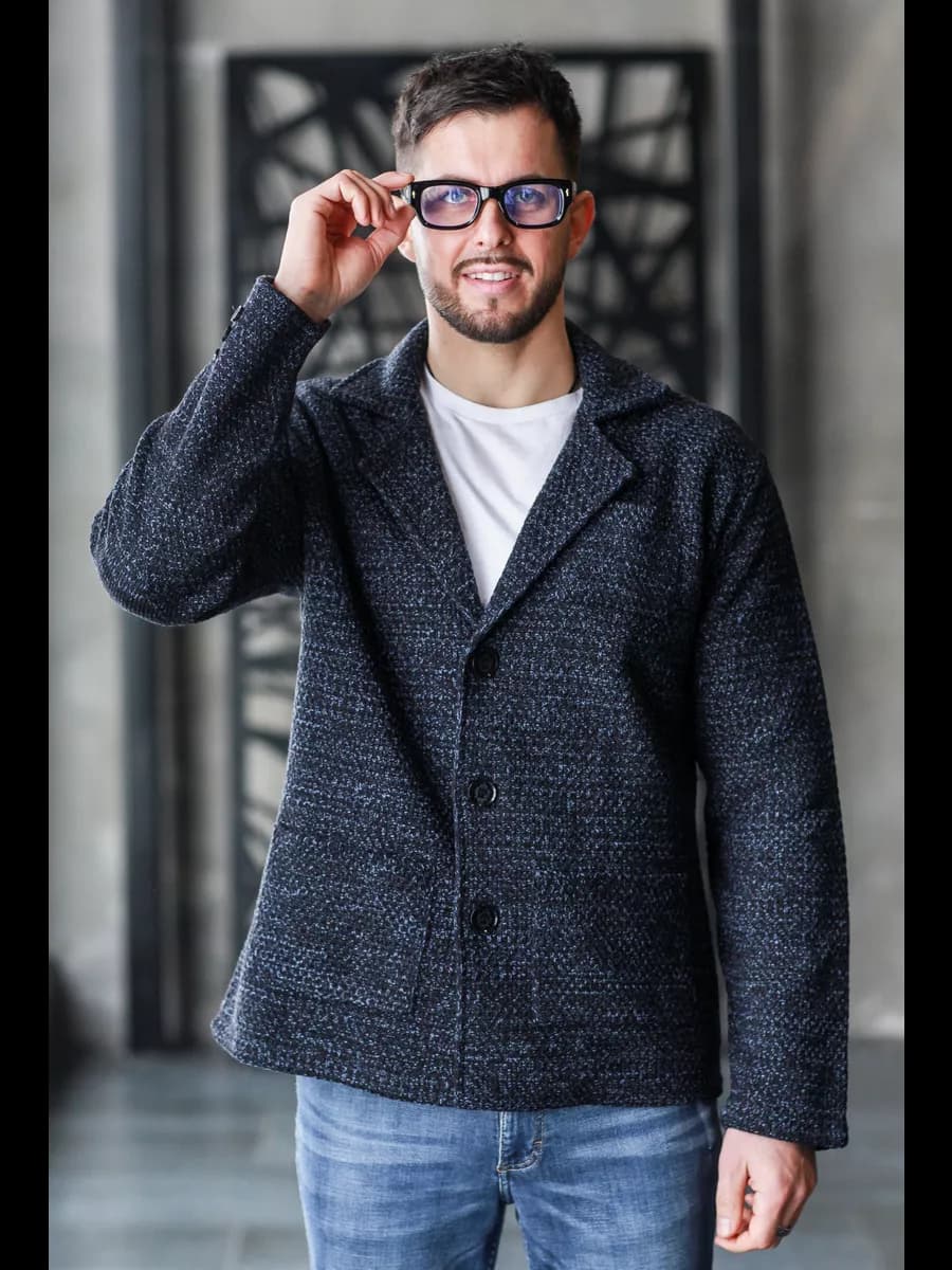 Пиджак плотный вязаный под джинсы без подклада - фото 1