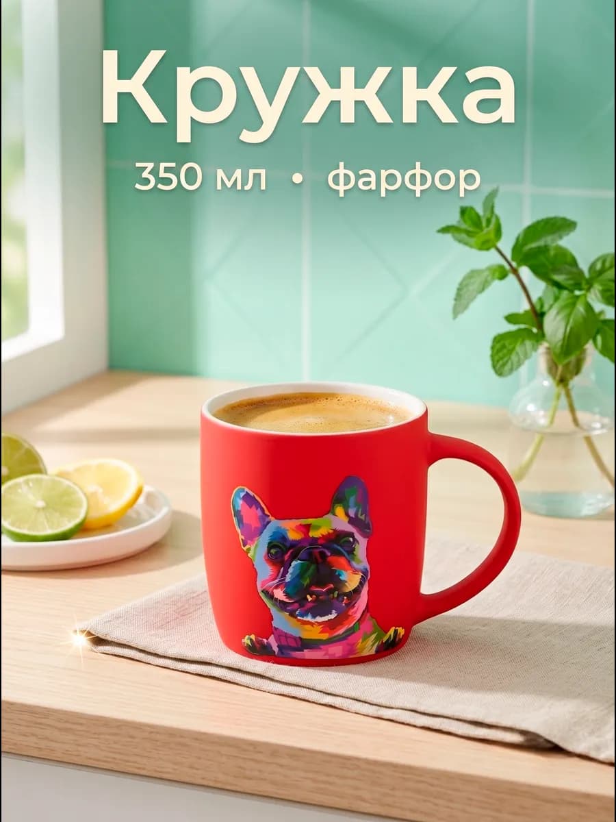 Кружка для чая и кофе фарфоровая «Собачка» 350 мл подарочная