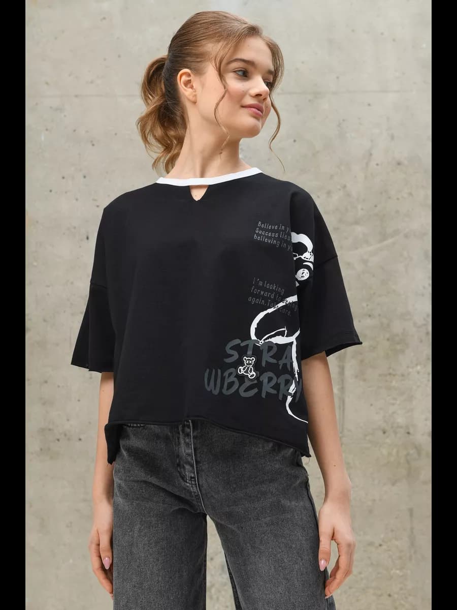 Футболка подростковая с принтом оверсайз