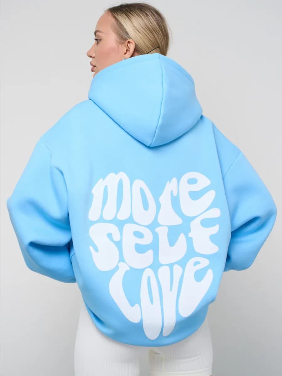 Худи оверсайз теплое с начесом и принтом на спине y2k