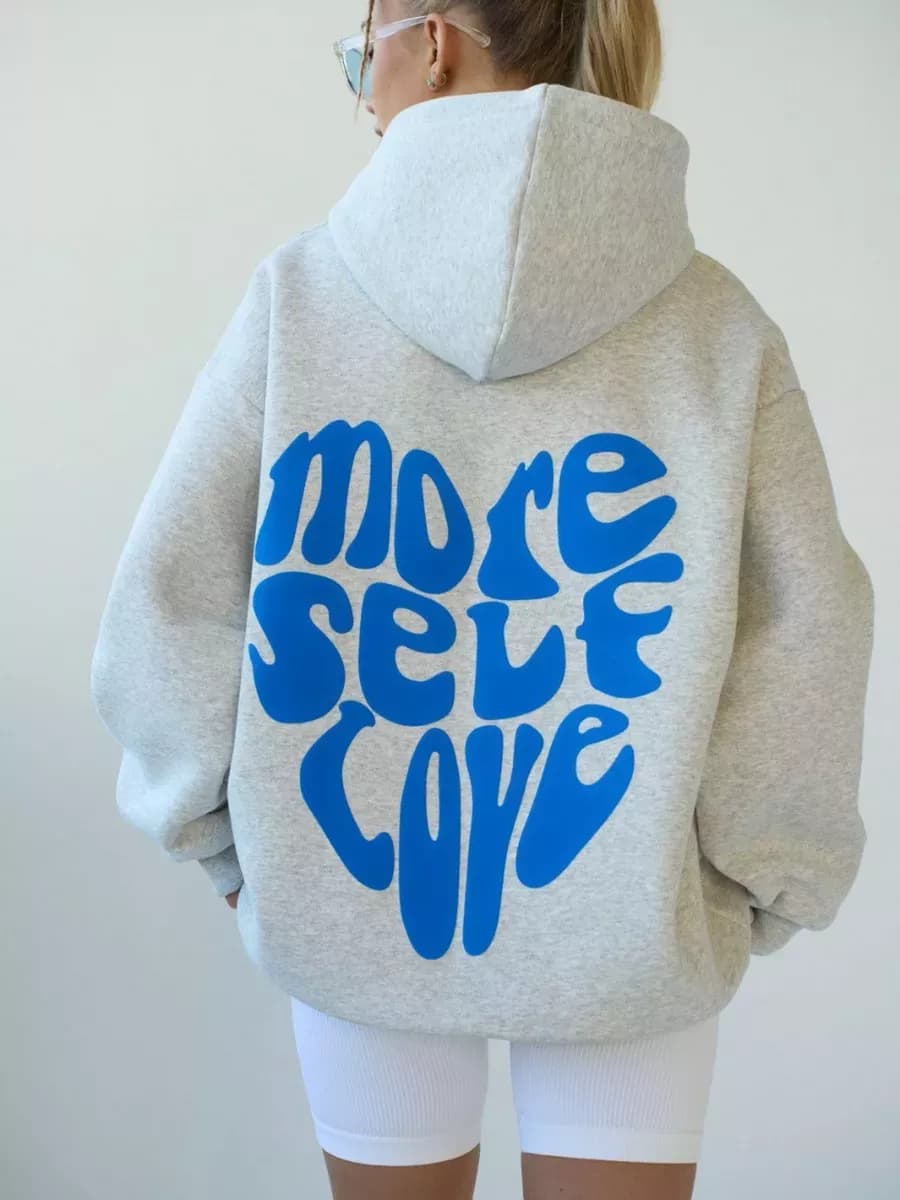 Худи оверсайз теплое с начесом и принтом на спине y2k