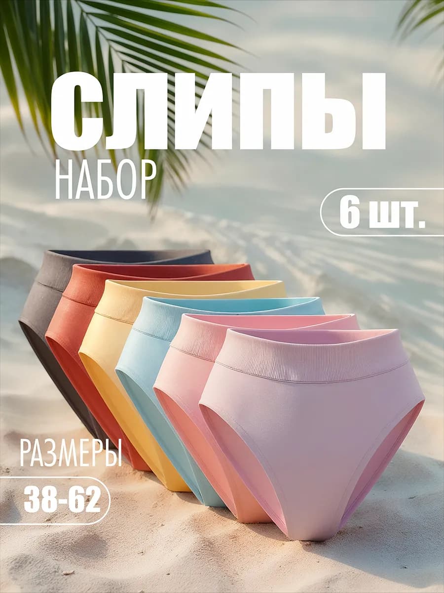 Трусы слипы бесшовные с высокой посадкой набор 6 шт