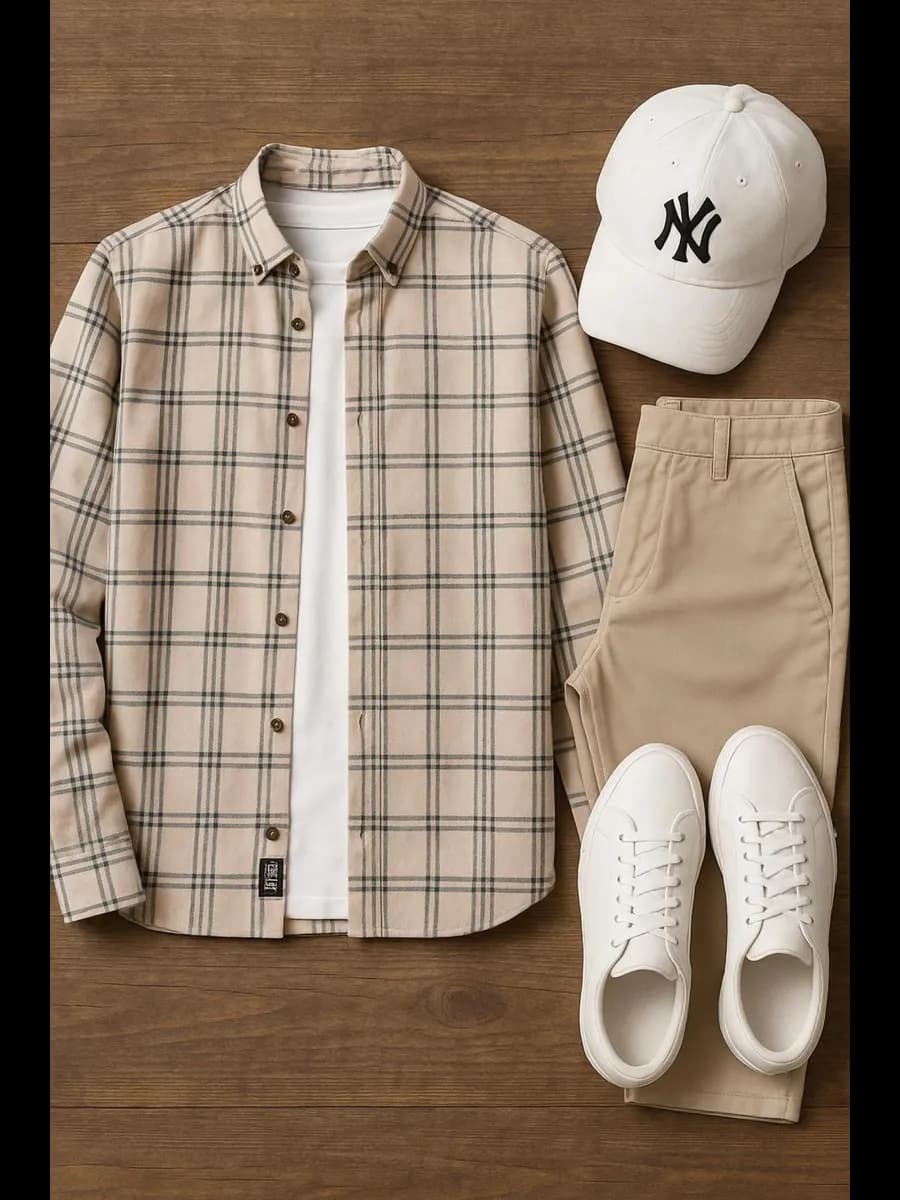 Рубашка в клетку с длинным рукавом