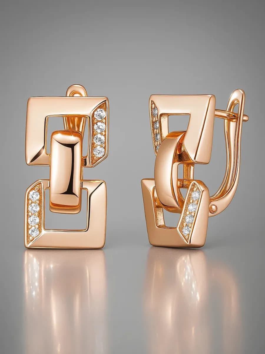 Серьги позолоченные бижутерия вечерние украшения