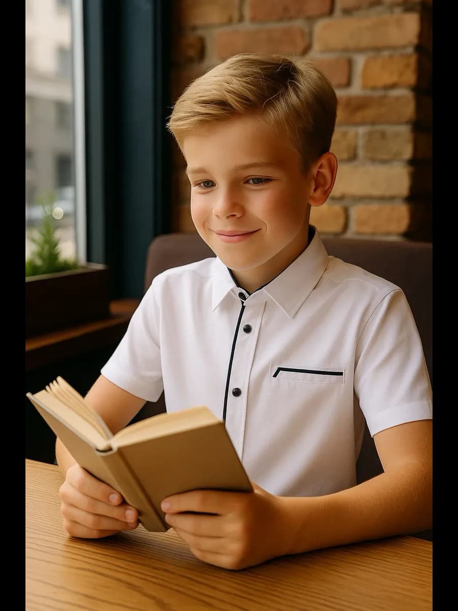 Рубашка школьная на кнопках приталенная