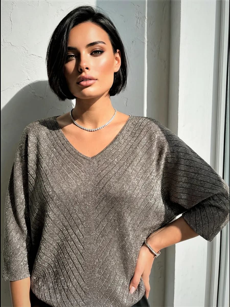 Джемпер оверсайз нарядный Кофта с люрексом