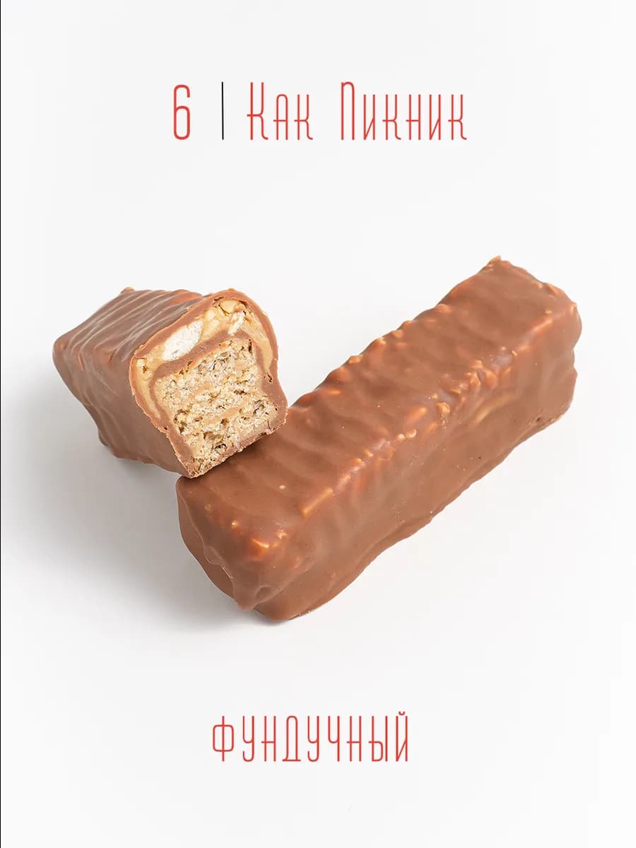 Батончики Как Пикник, без сахара, 6 шт
