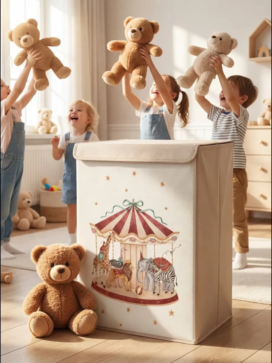 Корзина для игрушек большая с крышкой