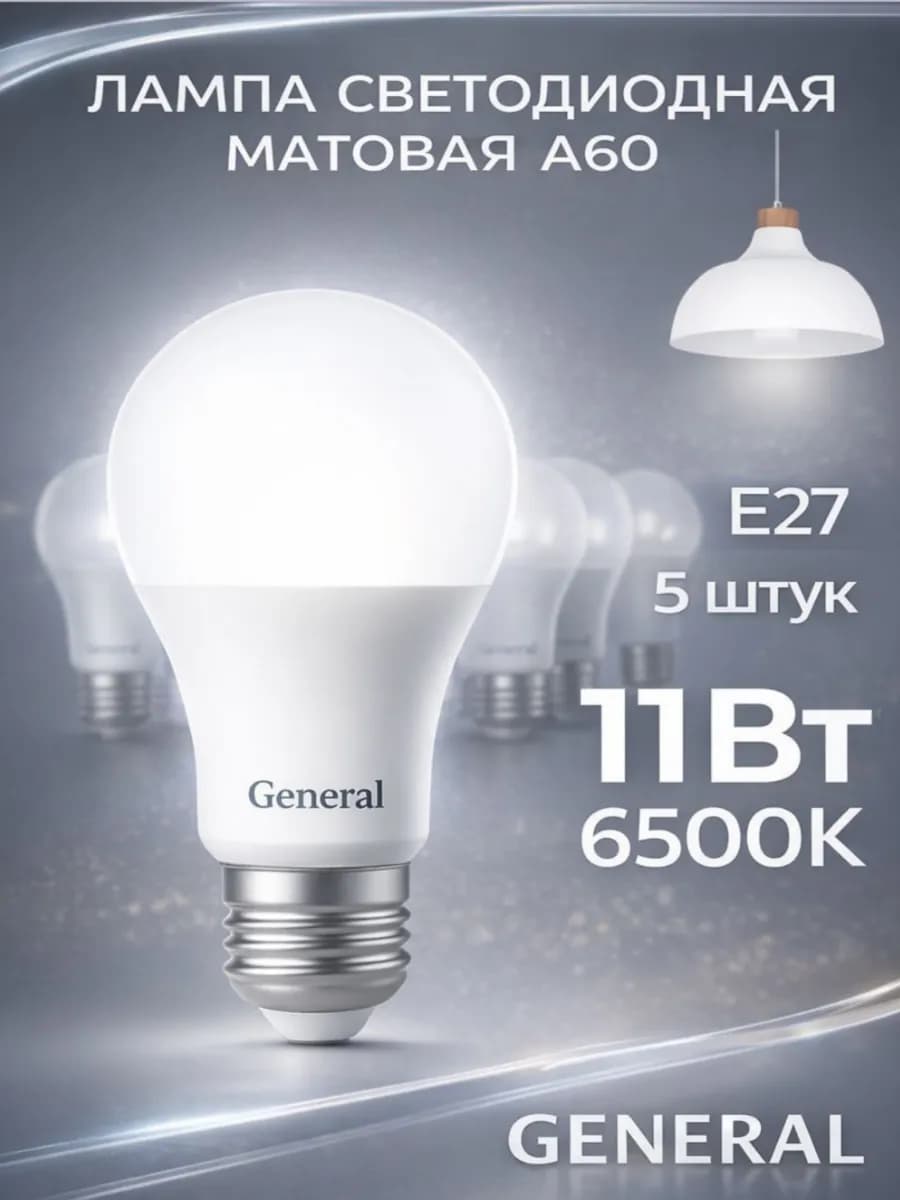 Светодиодная лампочка E27 11ВТ 6500K холодный свет