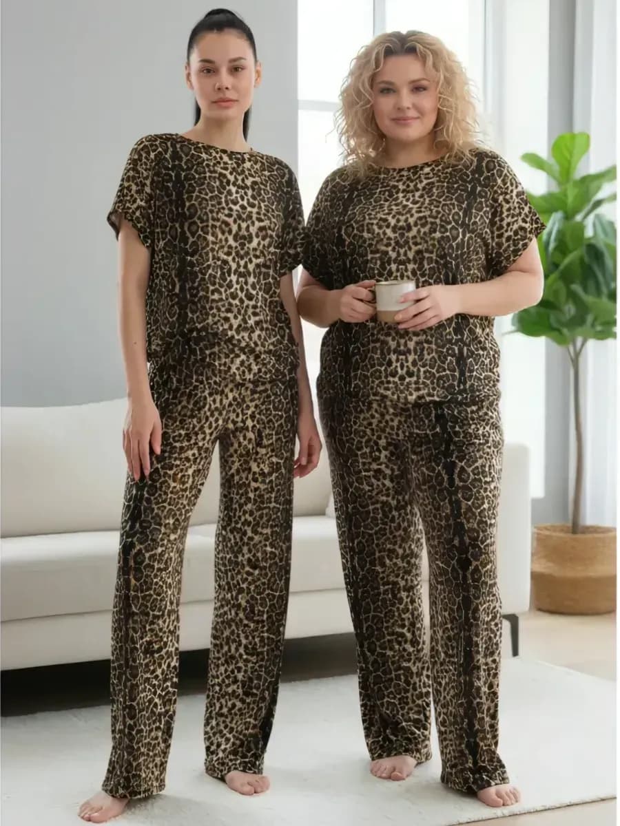 Домашний костюм летний с брюками больших размеров