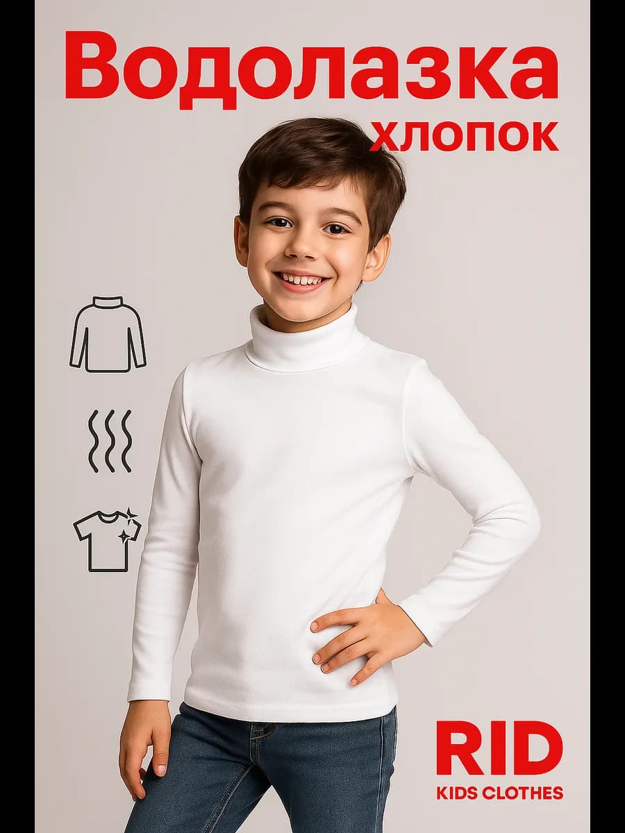 Водолазка детская школьная однотонная