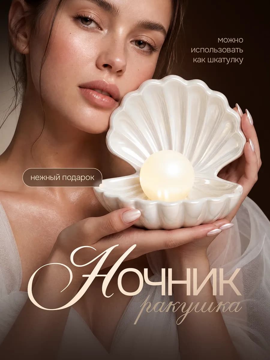 Светильник настольный декоративный на батарейках ракушка