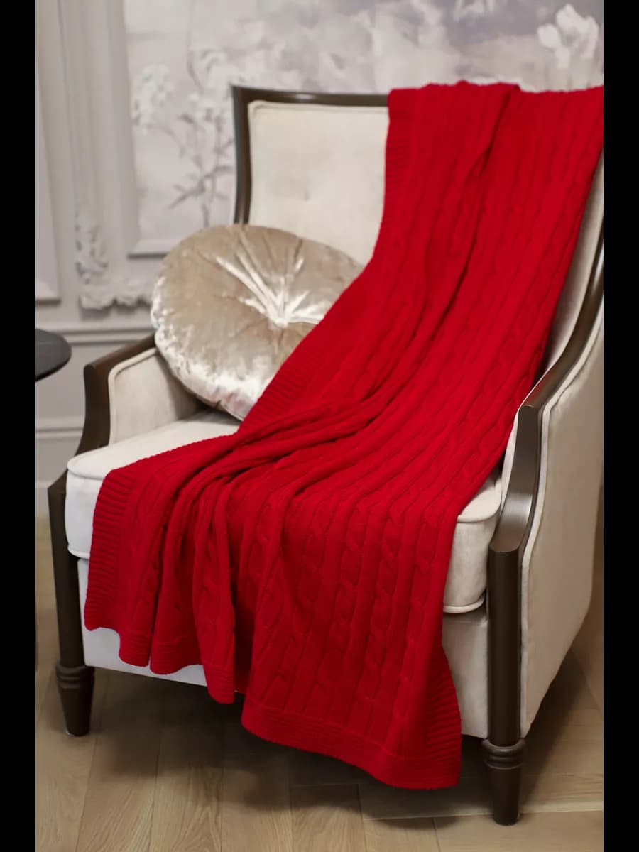 Плед 110x160 на диван детский на кровать вязаный Хлопок 100%