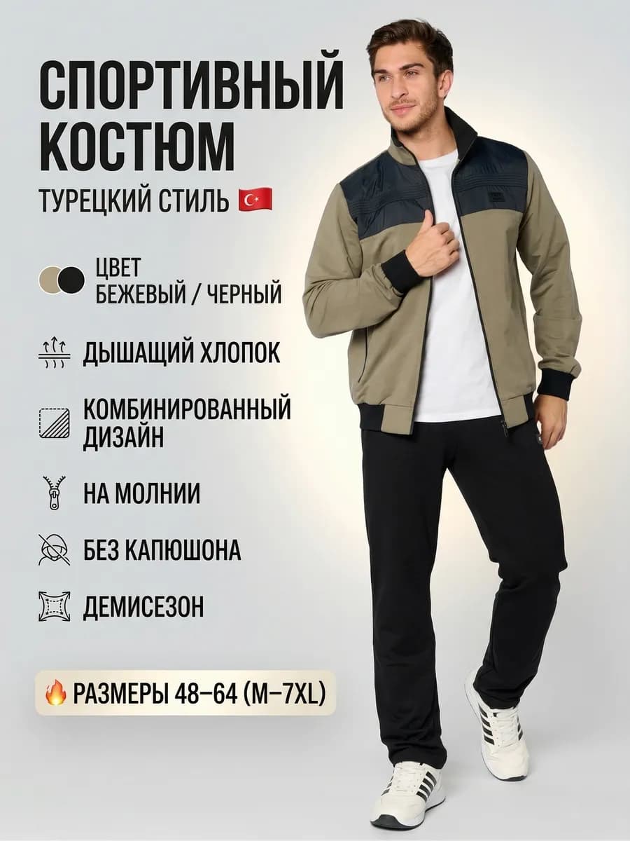 Костюм спортивный на молнии демисезонный без начеса