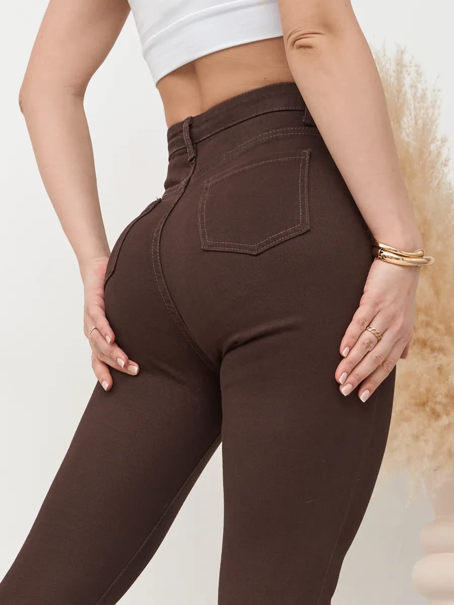 Джинсы скинни с высокой посадкой mom fit стрейч