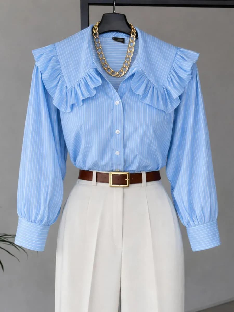 Школьная рубашка хлопковая с воротником