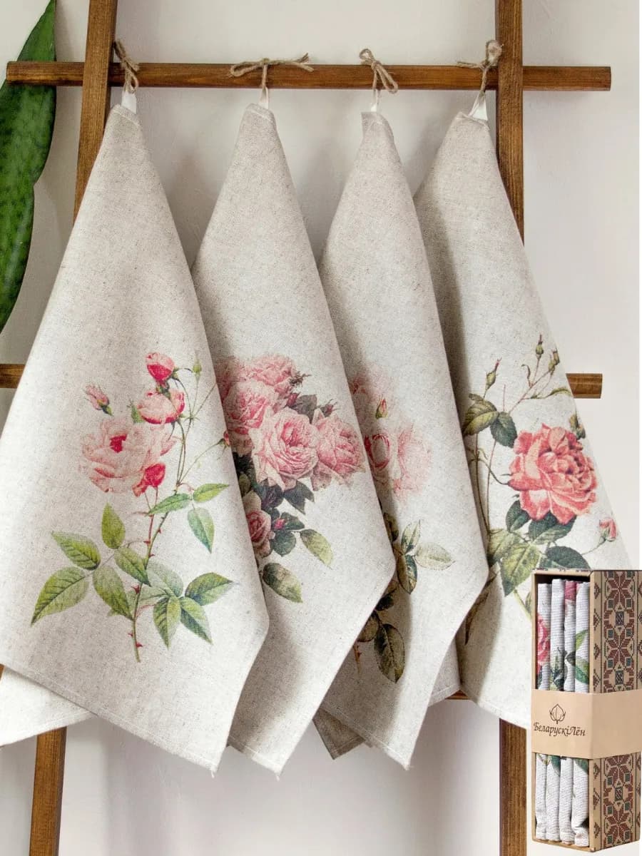 Кухонное полотенце лен набор 4 шт подарок 8 марта