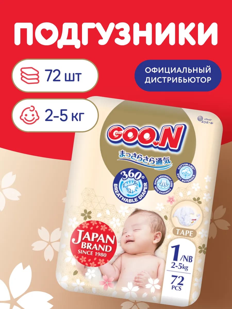 Подгузники детские Premium Soft 1 (NB) 2 - 5 кг 72 шт
