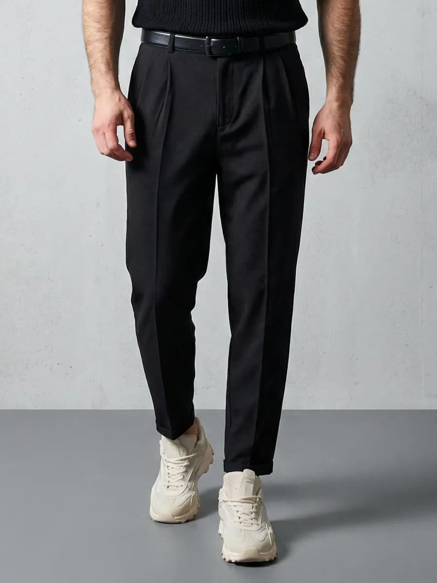 Брюки классические прямые в офис зауженные с подворотом